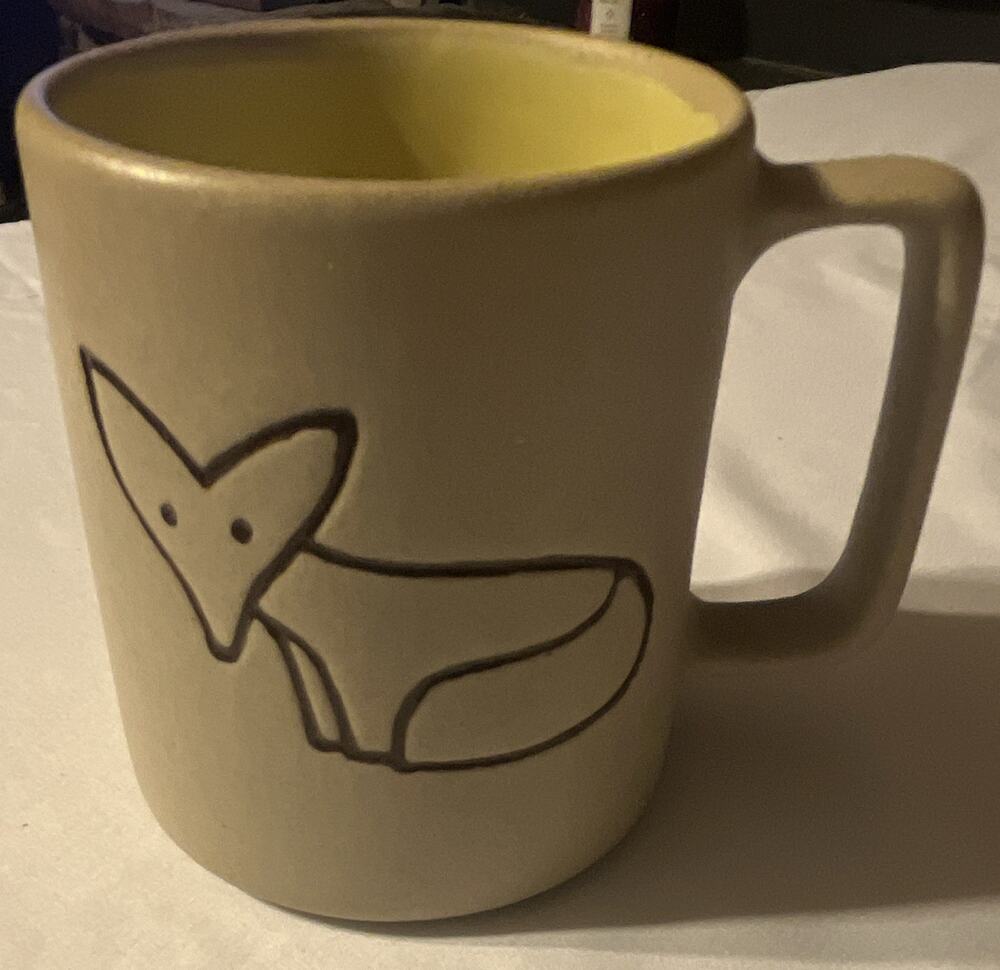 The Pigeon Forge Pottery Beige/Yellow Fox Animal Line Art Mug Pigeon Forge TN